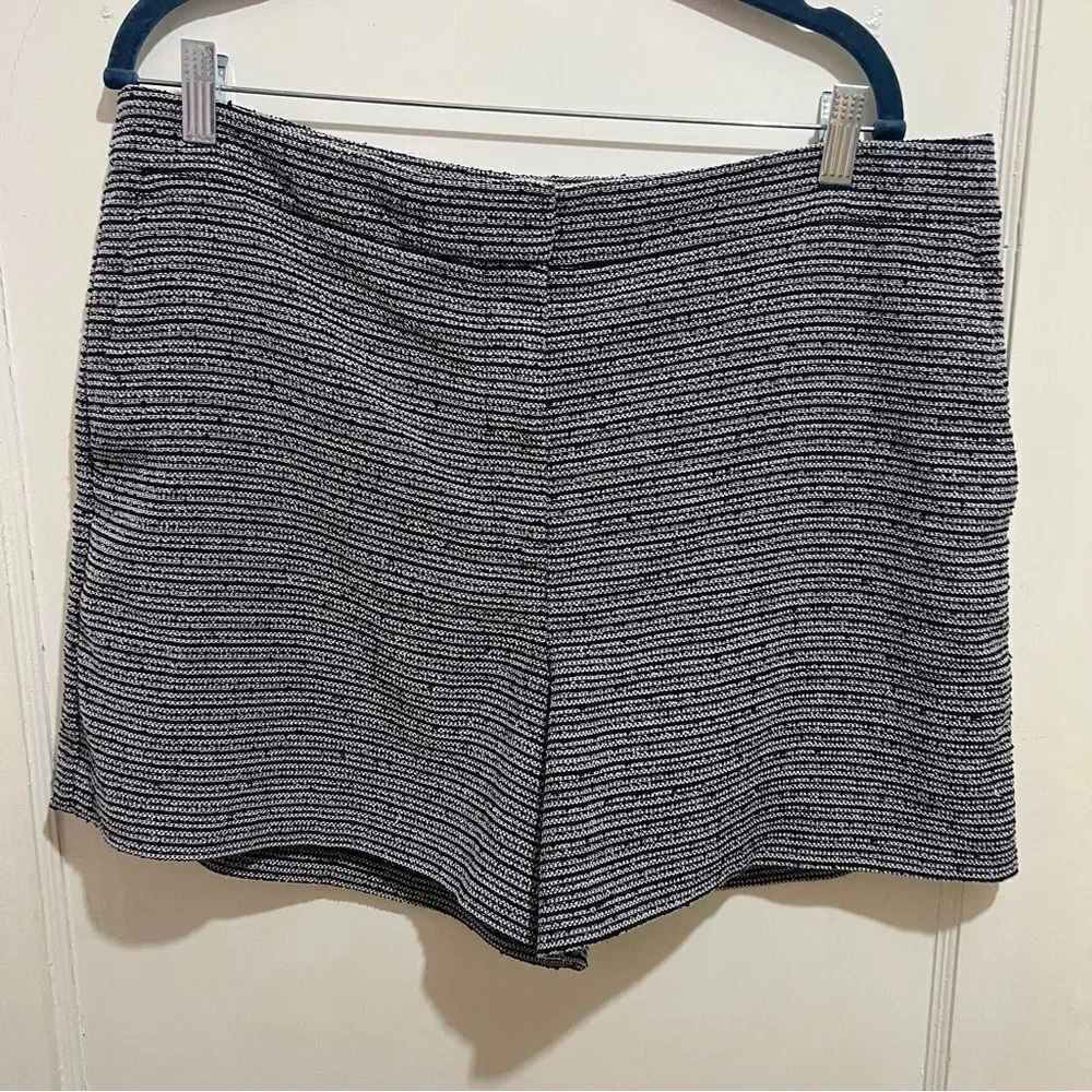 Ann Taylor Tweed Black and White High Waist Shorts Women's Size 14